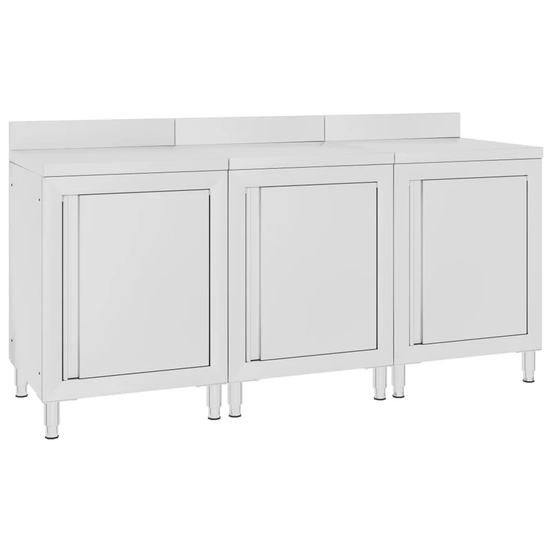 Mobile con Piano di Lavoro 180x60x96 cm in Acciaio Inox Mobiletto Work Cucina