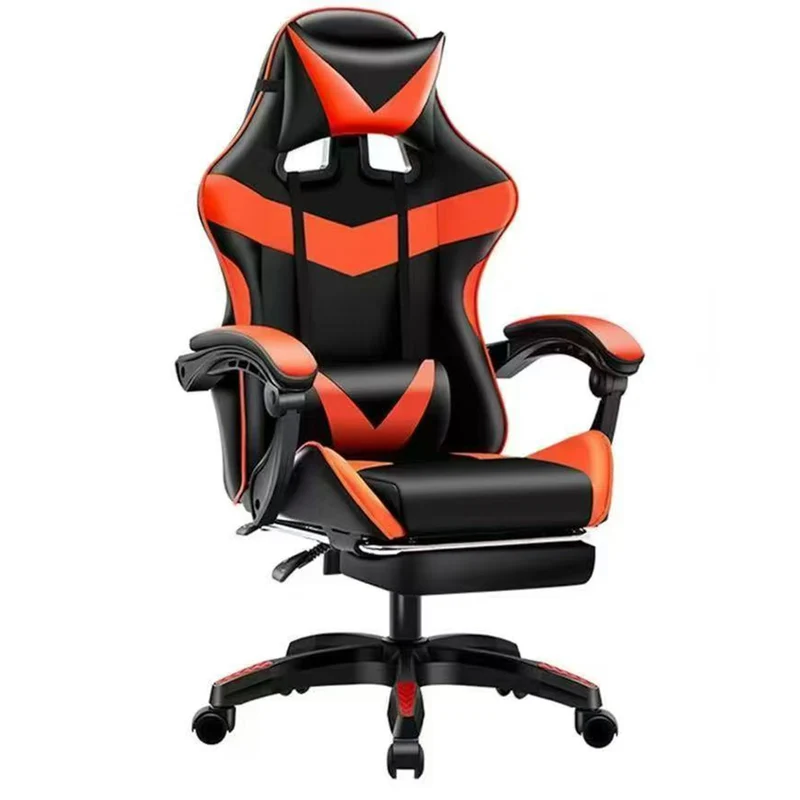 Sedia Gaming da Scrivania con Poggiapiedi e Cuscino Lombare e Cervicale Rosso
