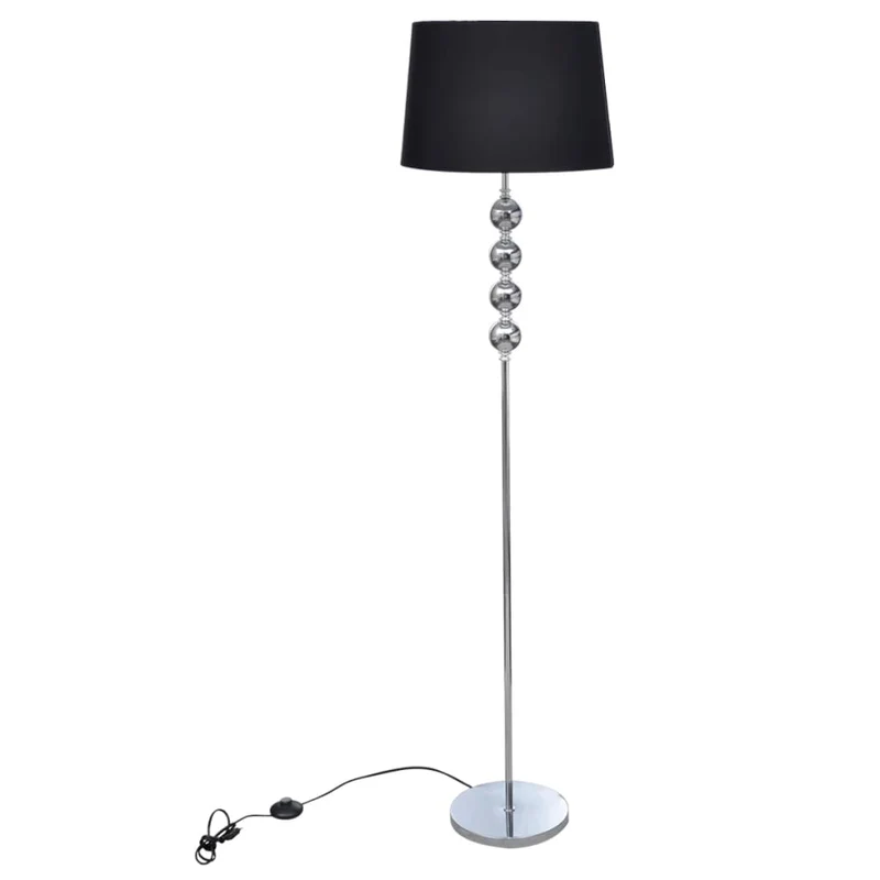 Lampada a Piantana da Pavimento Supporto Alto Decorazione a 4 Sfere Nera