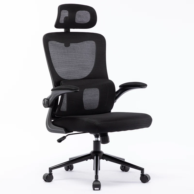 Sedia da Ufficio Ergonomica Nera Rete Traspirante Supporto Lombare e Poggiatesta