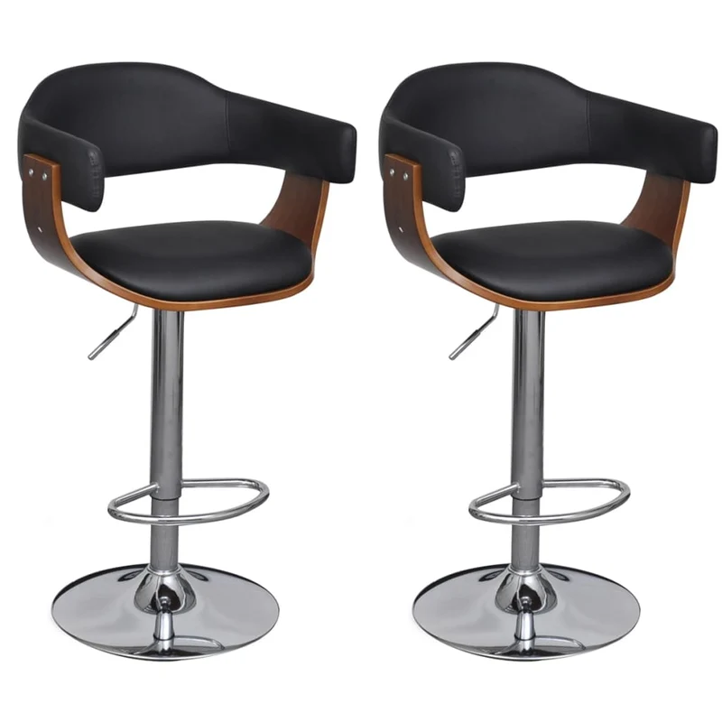 Set 2 Sgabelli da Bar Cucina in Similpelle Cromo Naro e Marrone