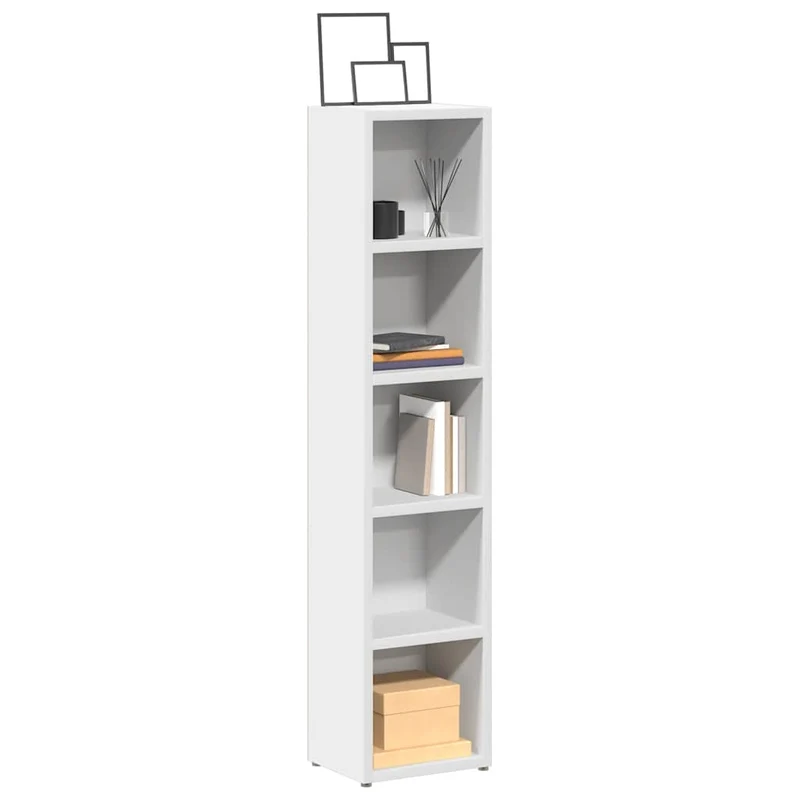 Scaffali Porta CD 2 pz Bianchi 21x16x93,5 cm Legno Multistrato