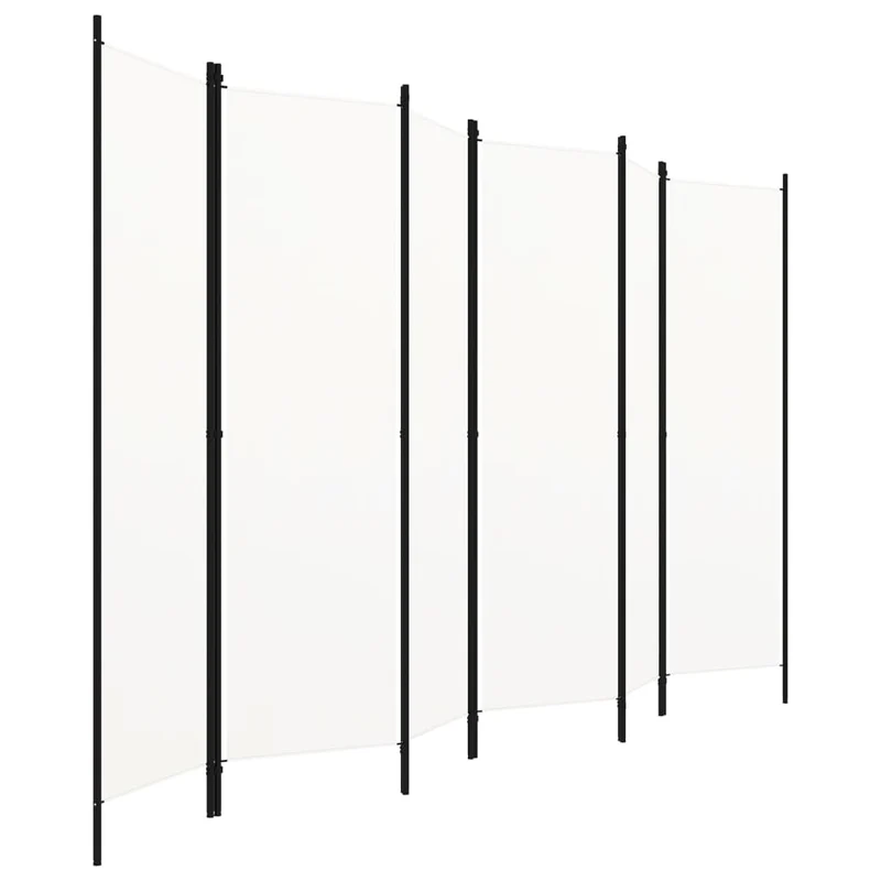 Paravento a 6 Pannelli Bianco 300x180 cm in Tessuto con telaio in Ferro