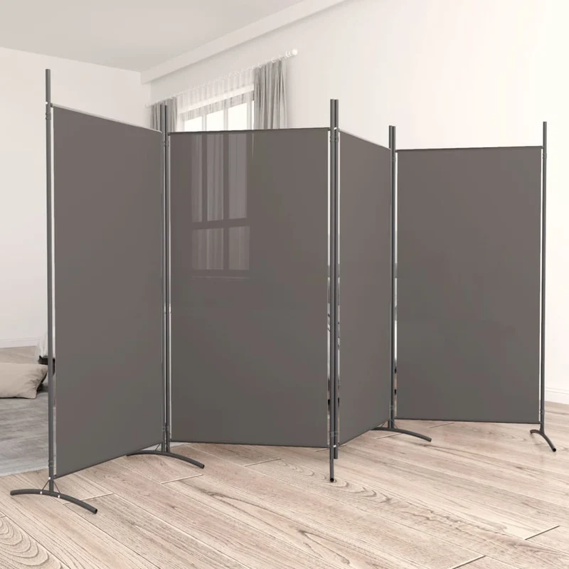 Divisorio a 4 Pannelli Antracite 346x180 cm Tessuto