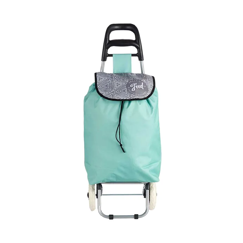 Carrello Portaspesa 2 Ruote e Maniglia in Metallo Zincato Antipioggia Verde
