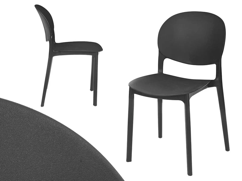 Set 4 Sedie da Tavolo in Termoplastica Impilabili Resistenti Impilabili Nero