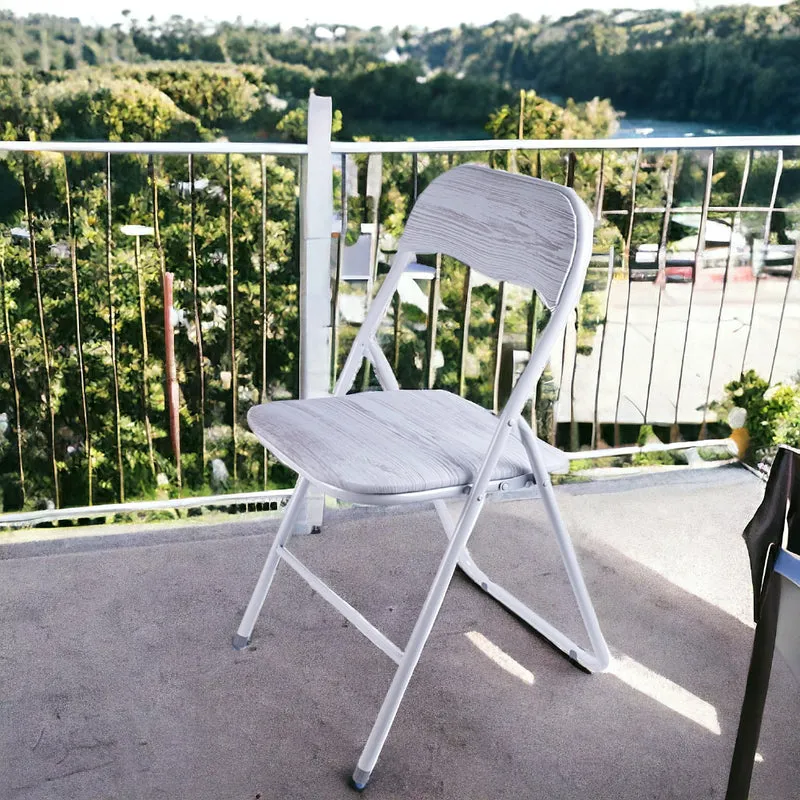 Sedia Pieghevole Grigio Chiaro Salvaspazio Seduta e schienale Struttura Metallo