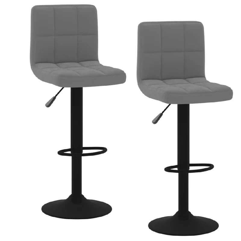 Coppia Sgabelli Cucina Bar Bistrot Pelle Imbottita Poggiapiedi Nero Grigio