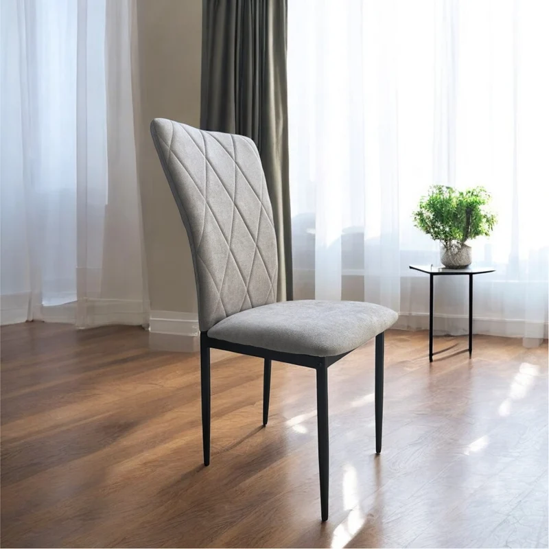 Sedia in Velluto Grigio Design Moderno Struttura Metallo Rivestimento Versatile