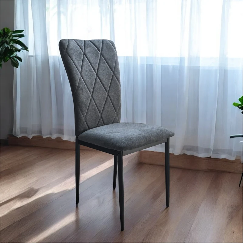 Sedia in Velluto Tortora Design Moderno ed Elegante Struttura in Metallo 48 cm