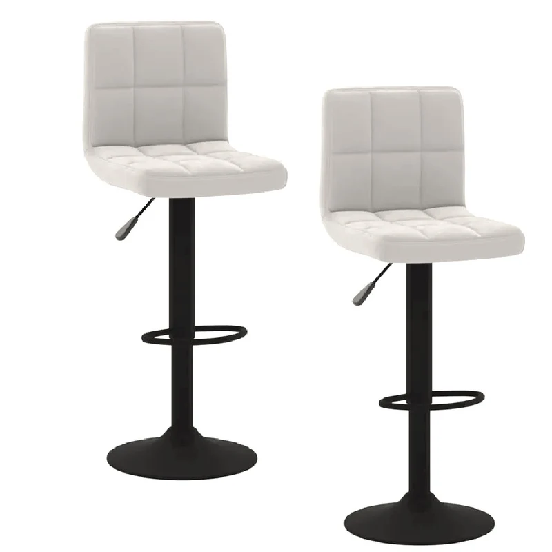 set 2 Sgabelli Nero Bianco Cucina e Bar Pelle Ecologica Imbottita Poggiapiedi