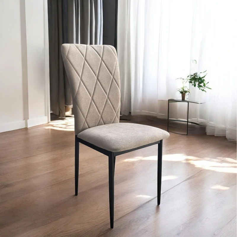 Sedia in Velluto kIT 4pz Struttura in Metallo Rivestimento in Velluto Beige