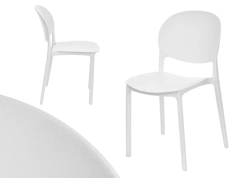 Set 4 Sedie da Tavolo in Termoplastica Impilabili Resistenti Impilabili Bianco