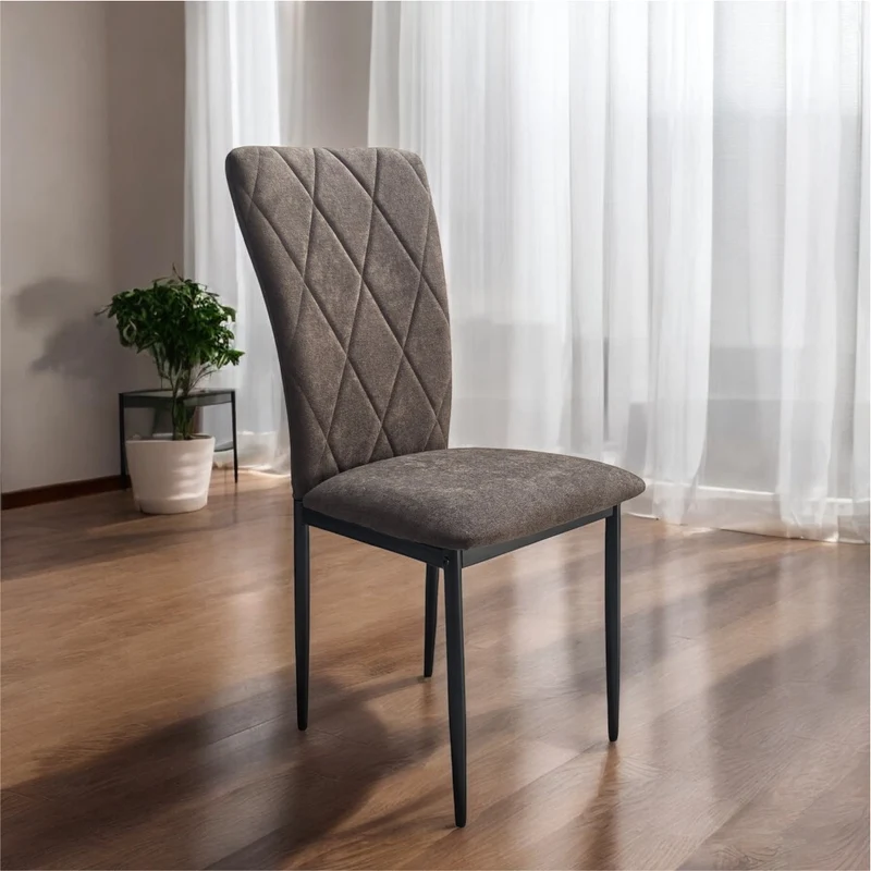Sedia in Velluto Fango Kit 4 pz Struttura in Metallo Design Elegante