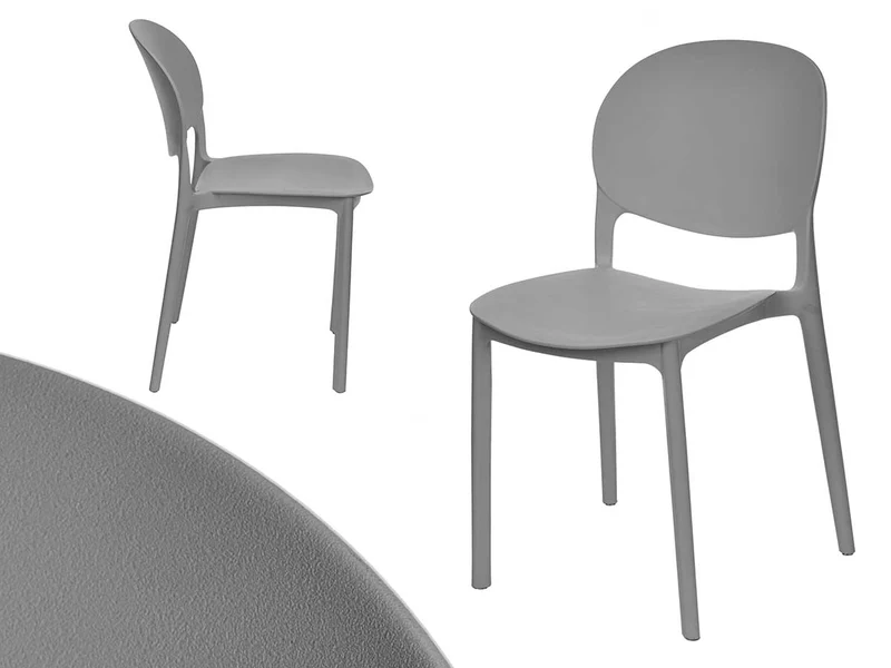 Set 4 Sedie da Tavolo in Termoplastica Impilabili Resistenti Impilabili Grigio