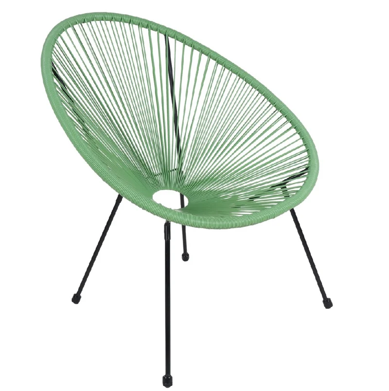 Sedia Poltrona x 2 in Polyrattan da Interno ed Esterno Design Moderno Verde