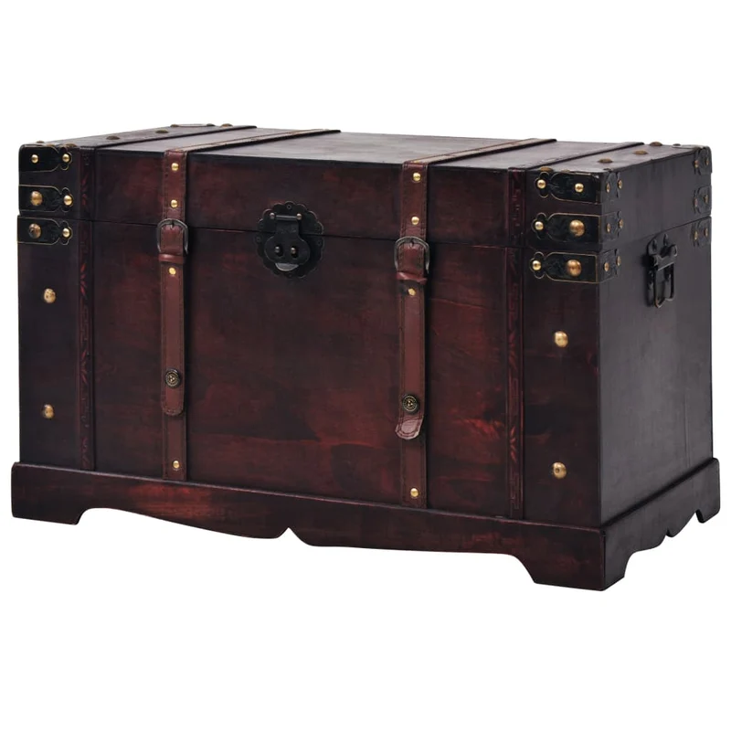Baule del Tesoro Design Vintage in Legno Multistrato Ampia Portata 66x38x40 cm