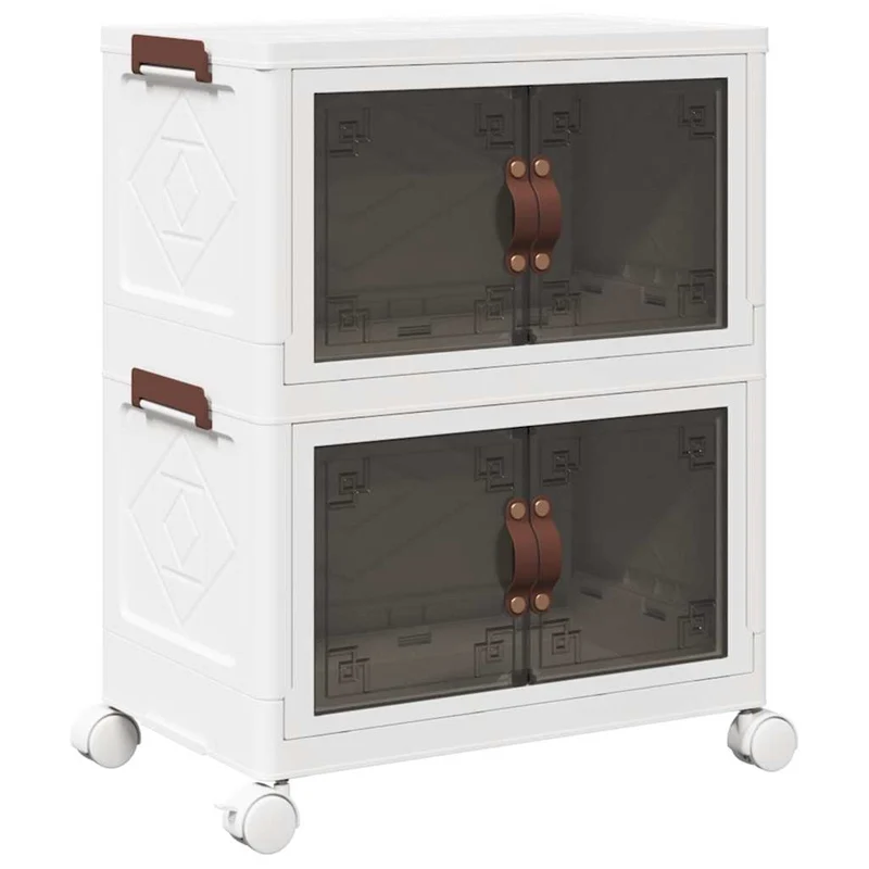 Scatola Portaoggetti con Ruote 2 Livelli Design Versatile 48,5 x 29,5 x 59,5 cm