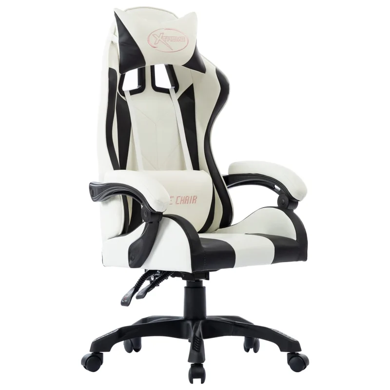 Sedia Gaming Ergonomica Regolabile con Braccioli Nera e Bianca in Similpelle