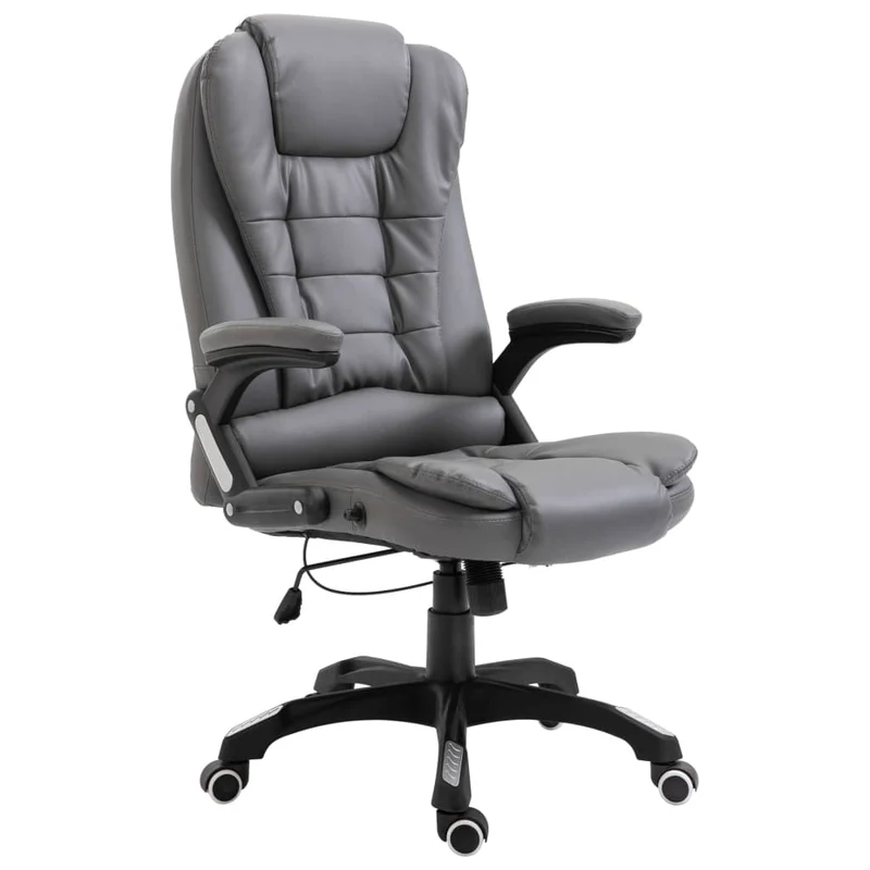 Sedia da Ufficio Antracite in Similpelle Seduta Ergonomica con braccioli e Ruote
