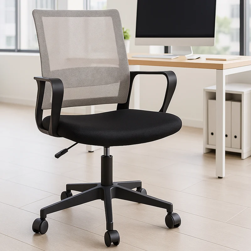 Sedia da Scrivania Nero e Grigio Ruote Piroettanti Seduta Ergonomica da Ufficio
