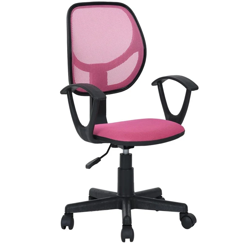 Sedia Girevole Rosa con 5 Ruote Ufficio Cameretta Scrivania Schienale Ergonomico