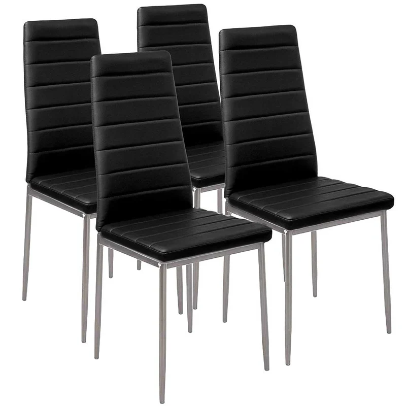 Set 4 Sedie Moderne sala Pranzo Salotto Cucina Seduta Imbottita Ecopelle Nero