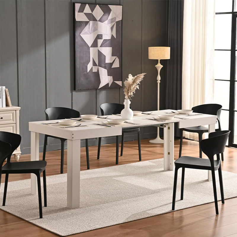 Tavolo da Pranzo Allungabile Fino a 6 Posti 120-200cm Bianco Cucina Estensibile