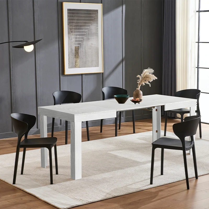 Tavolo da Pranzo Cucina Allungabile Fino a 6 Posti 120-200cm Bianco Frassinato