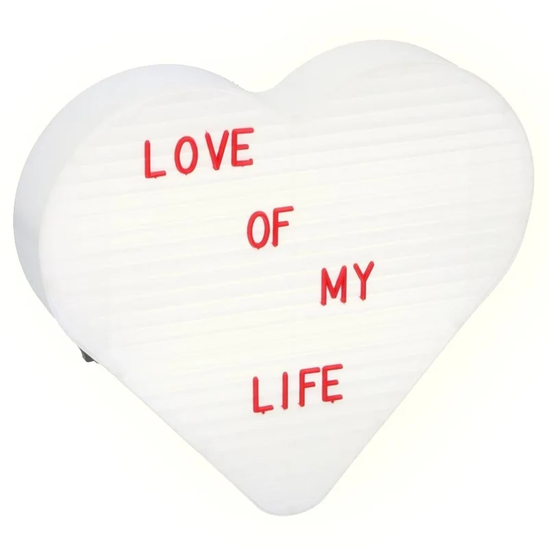 Scatola Lavagna Luminosa Cuore Light Box Frasi 10 Luci LED 140 Lettere Cinema