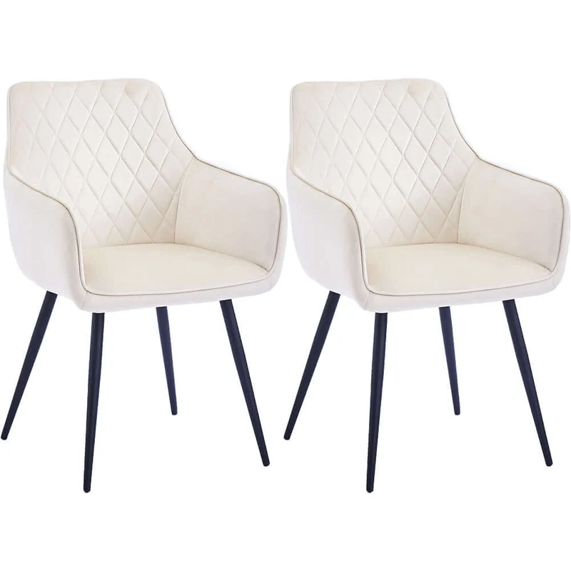 Set 2 Sedie da Pranzo in Velluto Beige Ergonomica Poltrona Sedia da Ufficio Casa