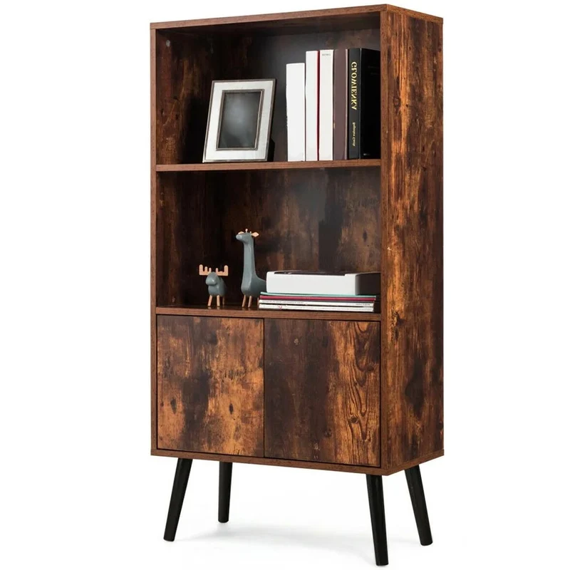 Mobile Libreria 2 Ripiani + Anta Mobiletto Legno Design Moderno Industriale Casa