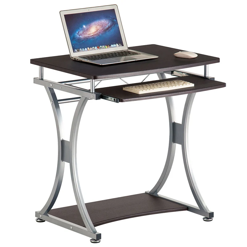 Scrivania Tavolo con Porta Tastiera Computer Legno e Metallo Casa Ufficio Brown