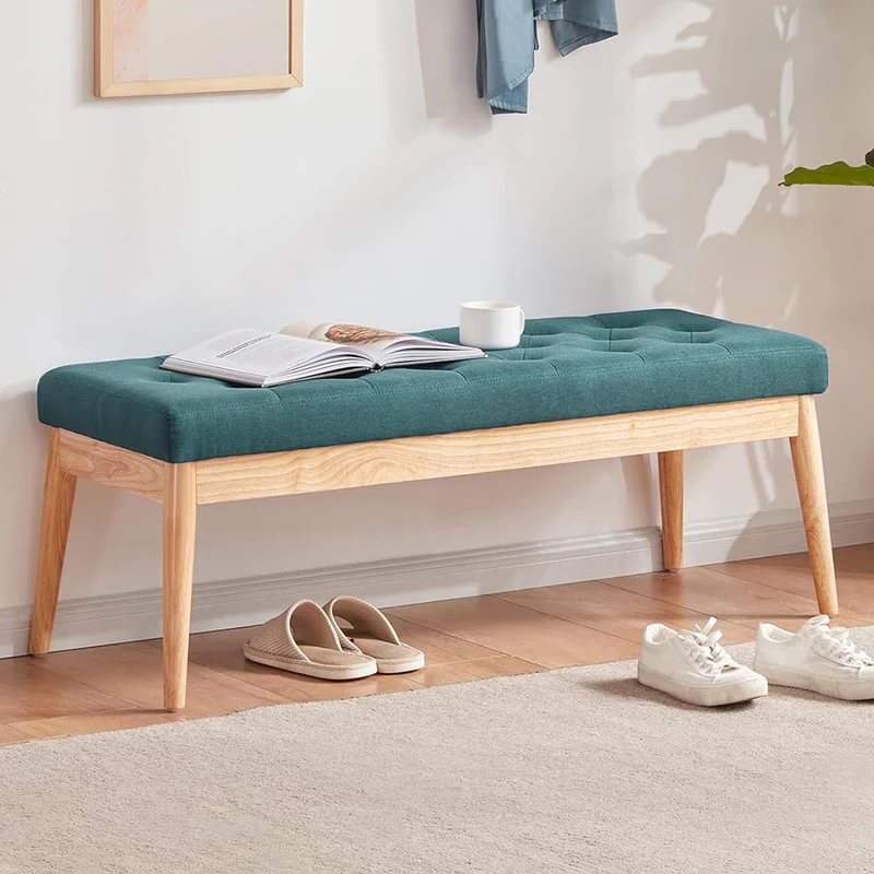 Cassapanca Pouf Ottomana Verde Ingresso Panca Imbottitura Alta Densità 108x41cm