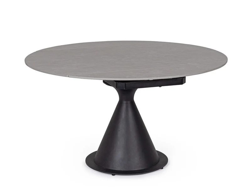 Tavolo rotondo allungabile in gres porcellanato effetto marmo 85-135 cm