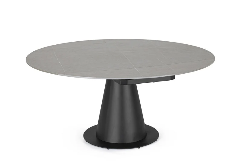 Tavolo allungabile da ovale a rotondo in gres effetto marmo 160x102 cm