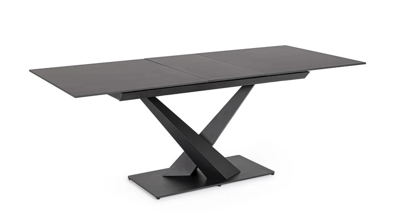 Tavolo allungabile in gres porcellanato effetto marmo 160-200x90 cm