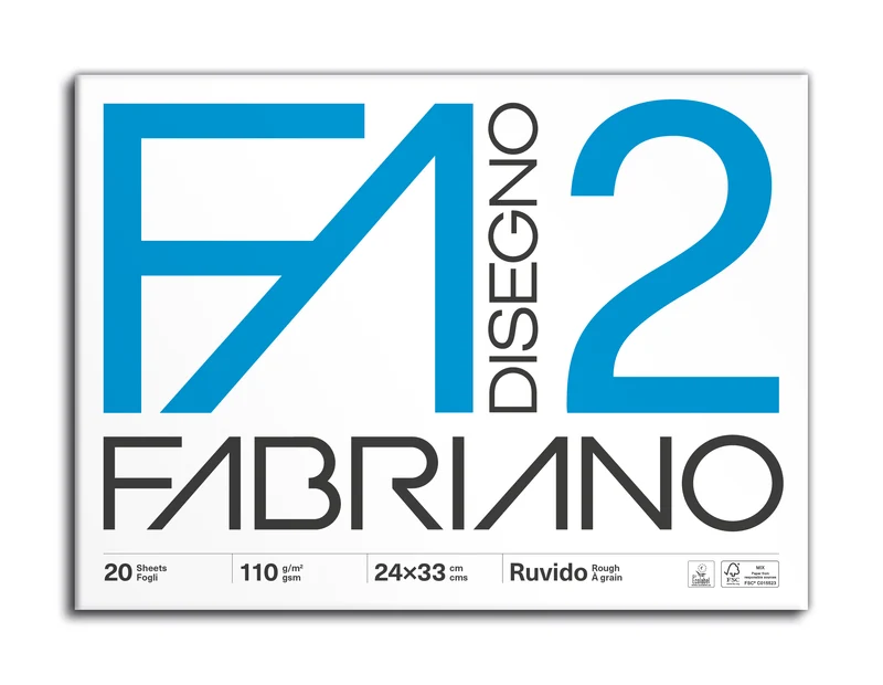 Blocco Disegno Fabriano F2 Ruvido 110gr 24x33 Cm