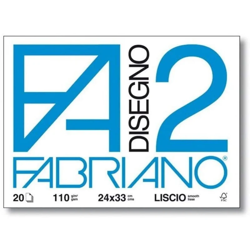 Blocco Disegno Fabriano F2 Liscio 110gr 24x33 Cm