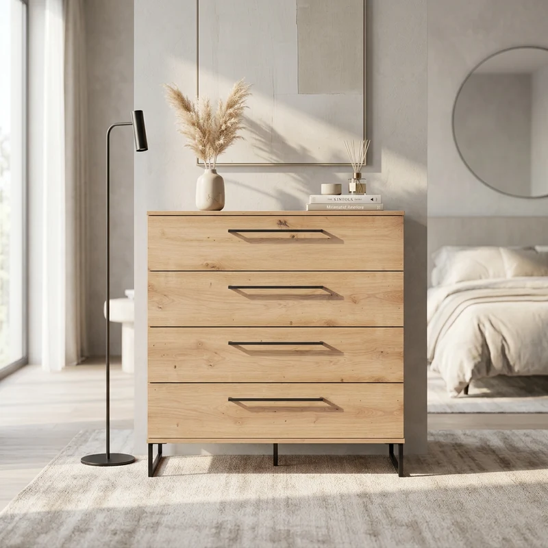 cassettiera moderna 4 cassetti cm 91 5x42x92 5 h - ZENWOOD