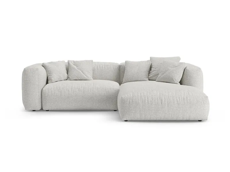 Divano Angolare Destro Letto con Contenitore in Bouclé, "Martina", 4 Posti, 280x170x75