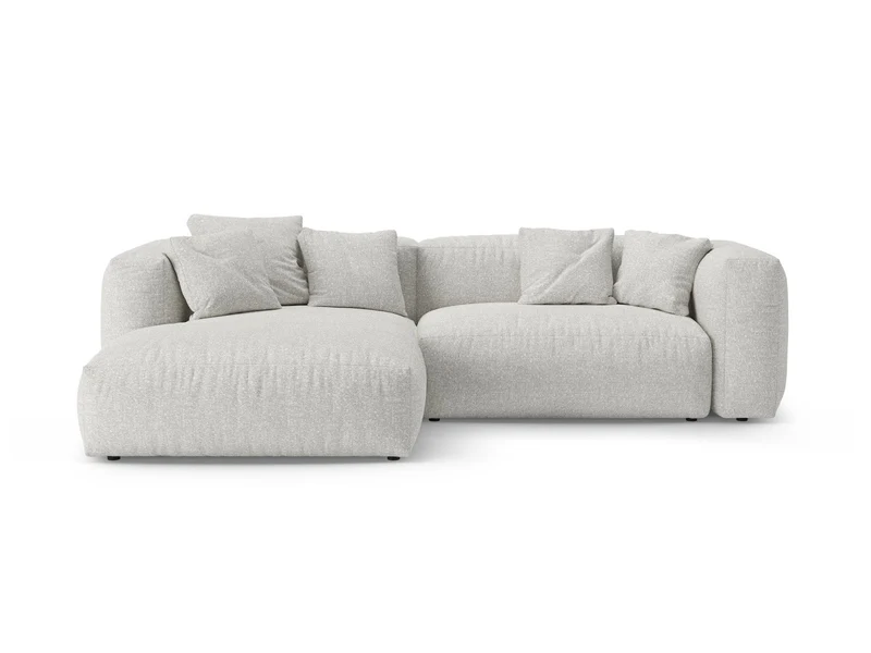 Divano Angolare Sinistro Letto con Contenitore in Bouclé, "Martina", 4 Posti, 280x170x75