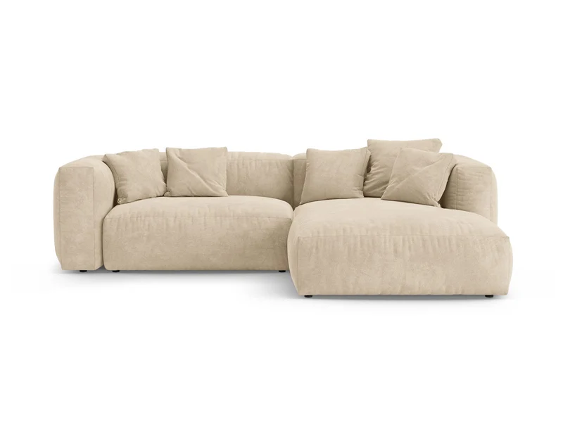 Divano Angolare Destro con Funzione Letto in Velluto, "Martina", 4 Posti, 280x170x75