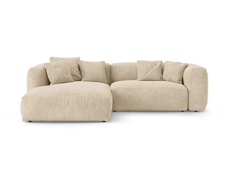 Divano Angolare Sinistro con Funzione Letto in Velluto, "Martina", 4 Posti, 280x170x75