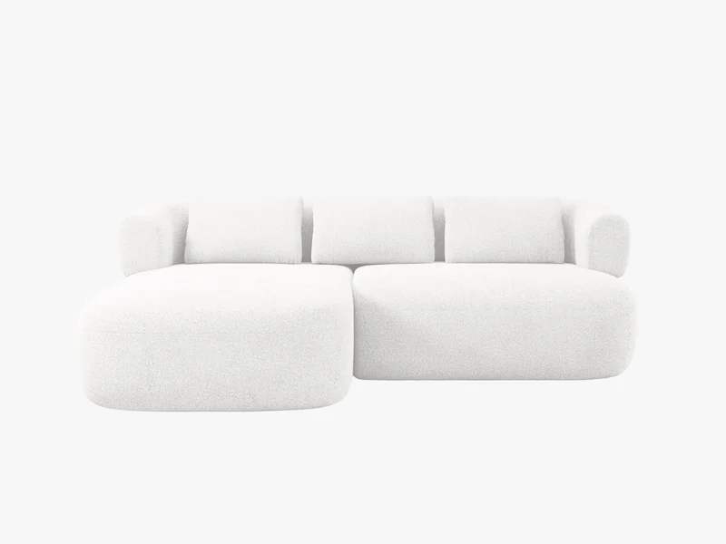 Divano Angolare Sinistro in Bouclé, "Jenny", 5 Posti, 200x145x73