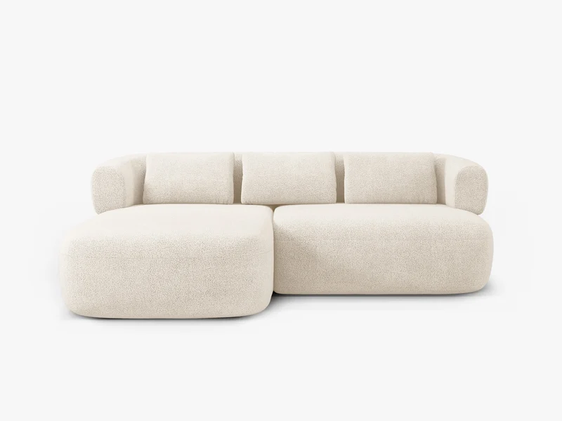 Divano Angolare Sinistro in Bouclé, "Jenny", 5 Posti, 200x145x73