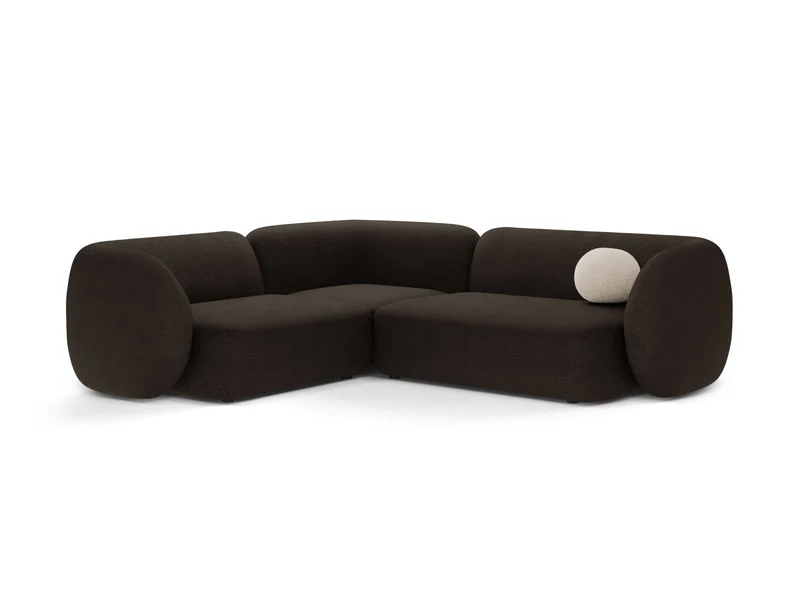 Divano Angolare Modulare Sinistro in Bouclé, "Kate", 4 Posti, 252x220x76