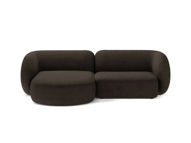 Divano Angolare Modulare Sinistro in Bouclé, "Kate", 2 Posti, 255x176x76