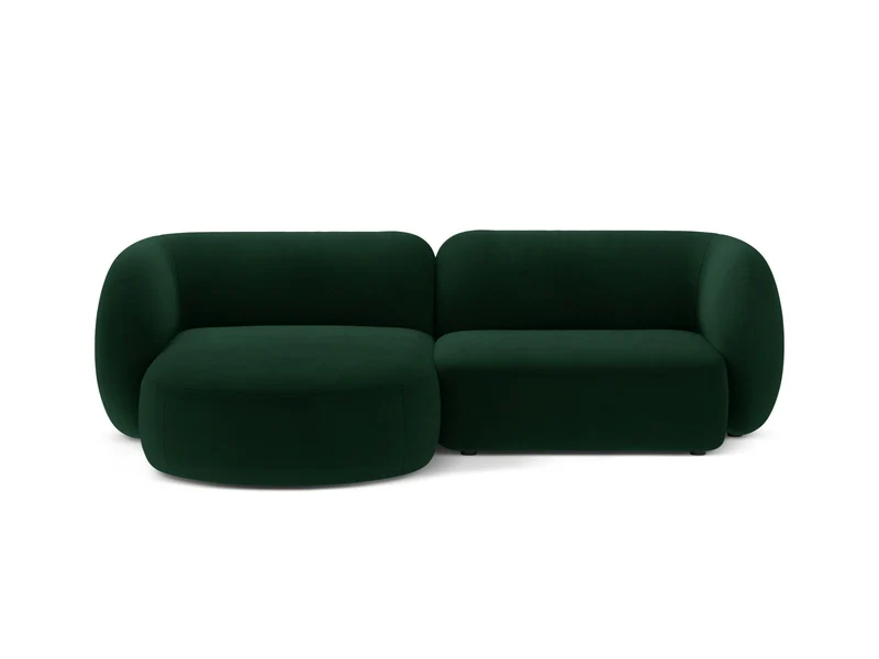 Divano Angolare Modulare Sinistro in Velluto, "Kate", 2 Posti, 255x176x76