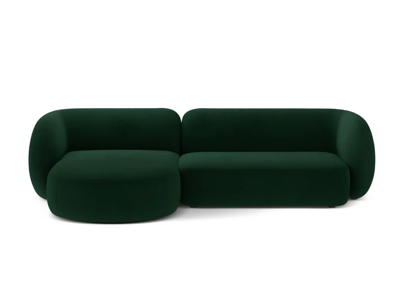 Divano Angolare Modulare Sinistro in Velluto, "Kate", 3 Posti, 285x176x76
